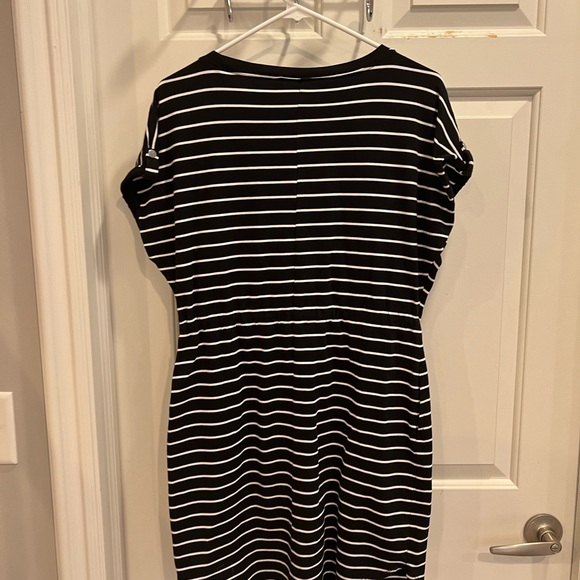 Womens Rafaella drawstring waist black and white striped dress - Picture 4 of 6